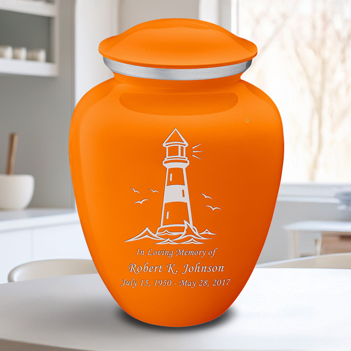 Adult Embrace Burnt Orange Lighthouse Cremation Urn