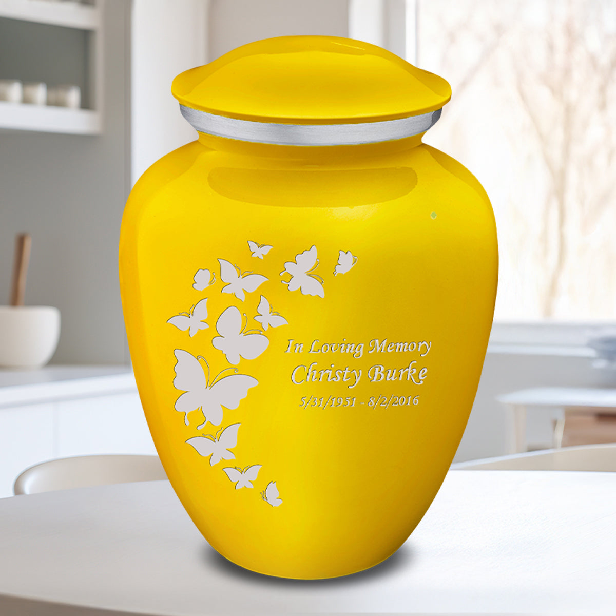 Adult Embrace Yellow Butterfly Cremation Urn