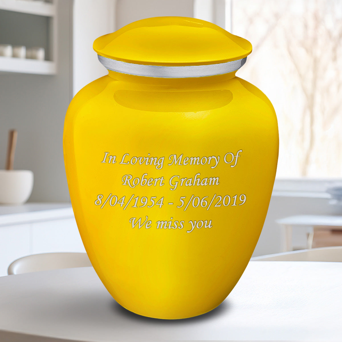 Adult Embrace Yellow Custom Engraved Cremation Urn