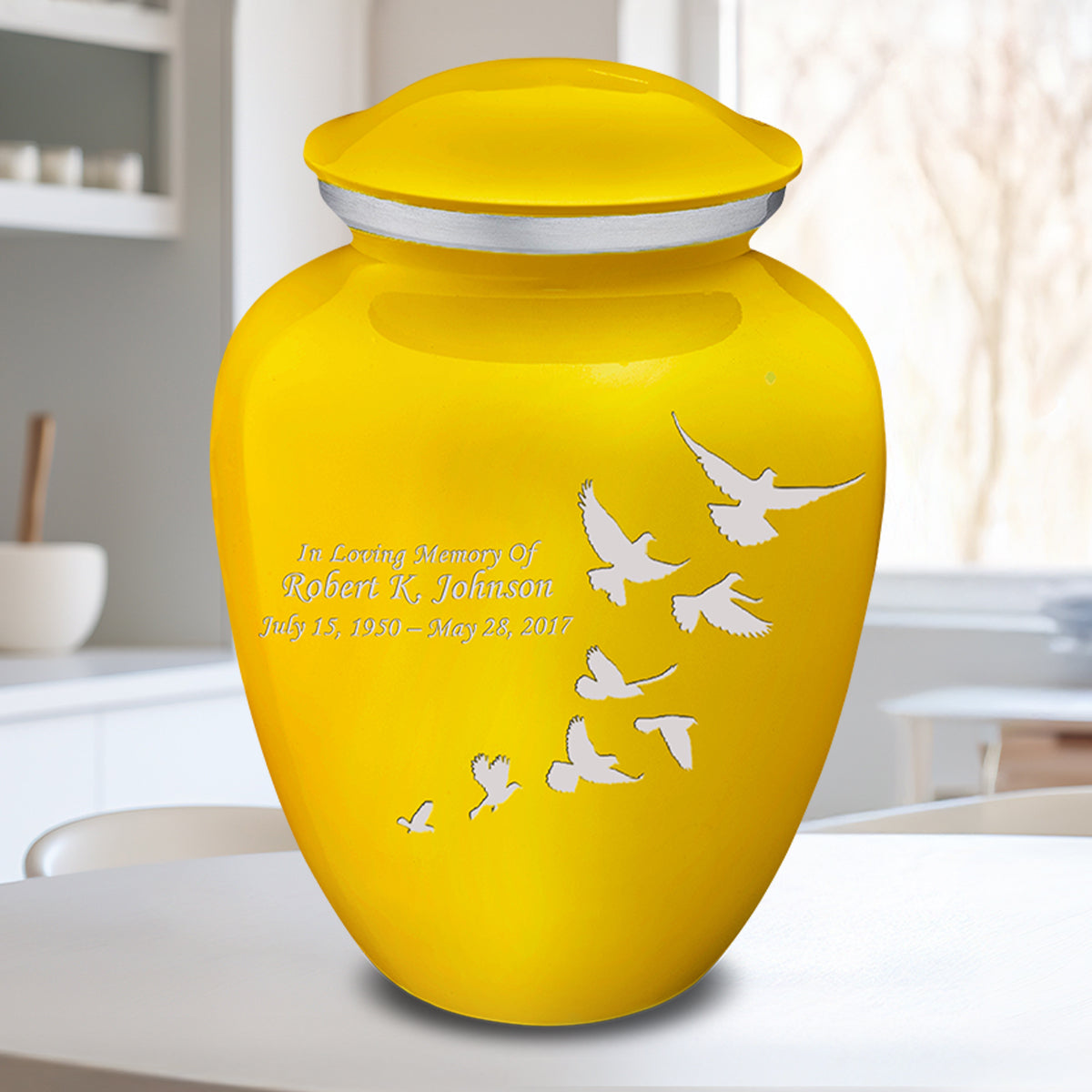 Adult Embrace Yellow Doves Cremation Urn