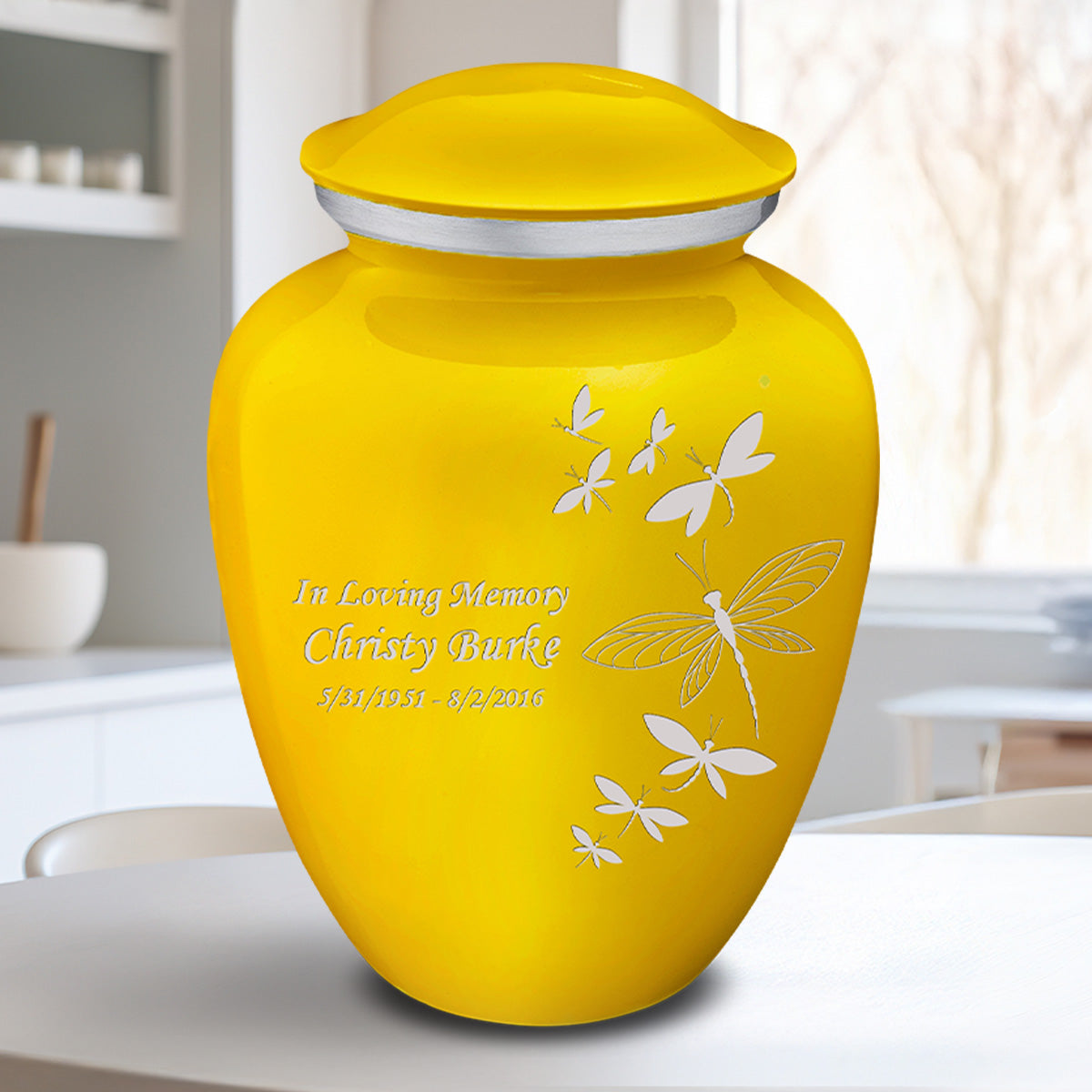 Adult Embrace Yellow Dragonflies Cremation Urn