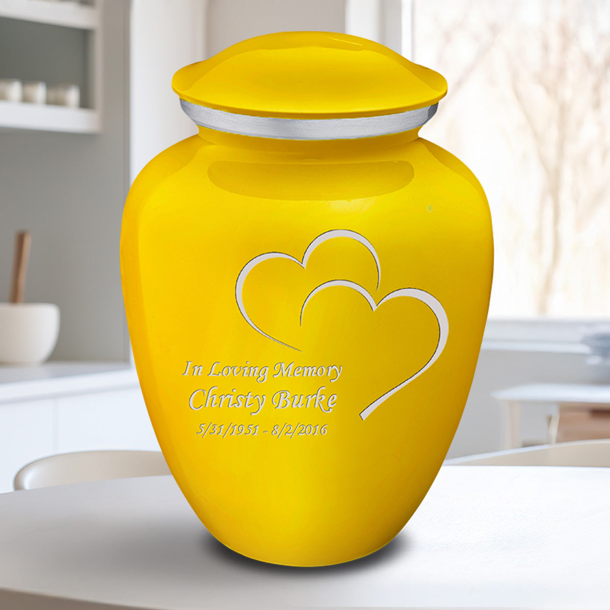 Adult Embrace Yellow Hearts Cremation Urn