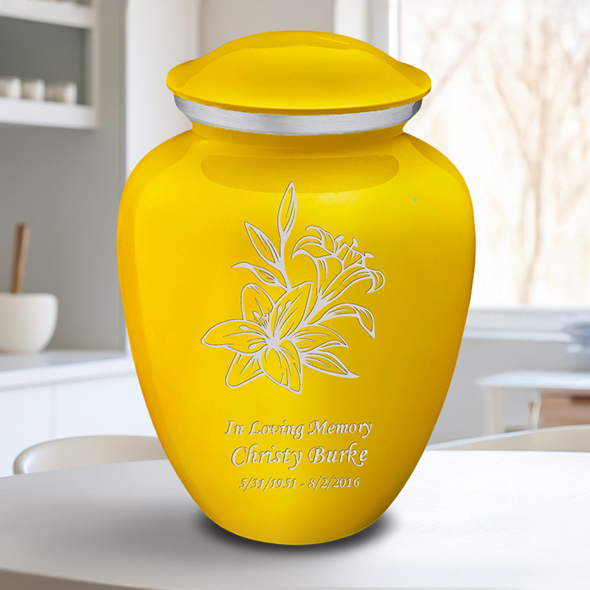 Adult Embrace Yellow Lily Cremation Urn
