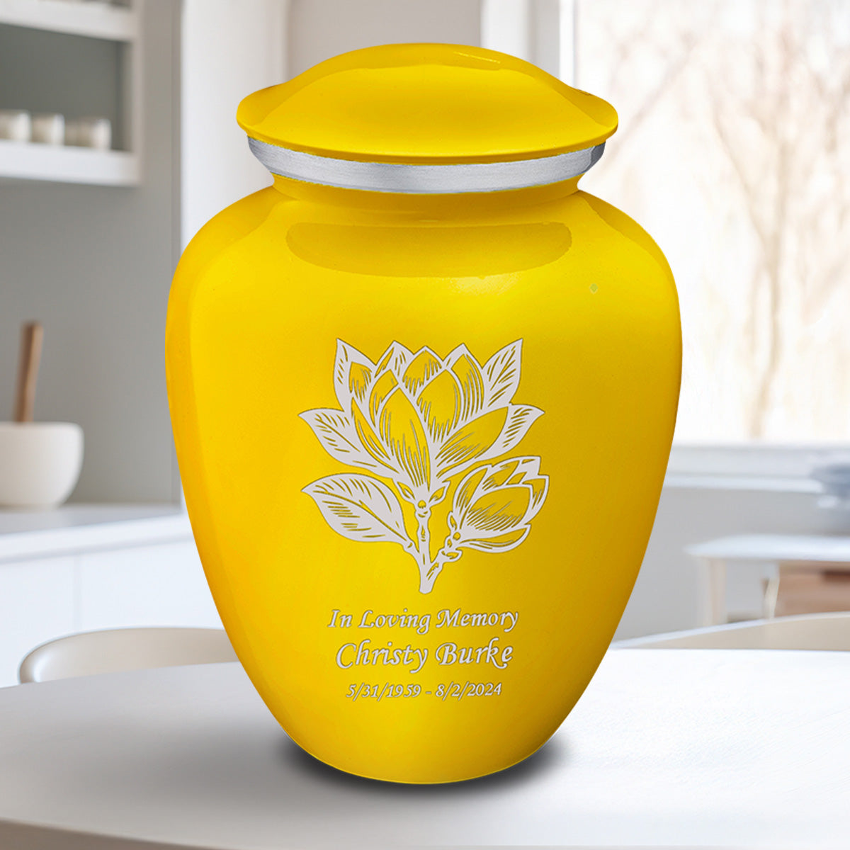 Adult Embrace Yellow Magnolia Flower Cremation Urn