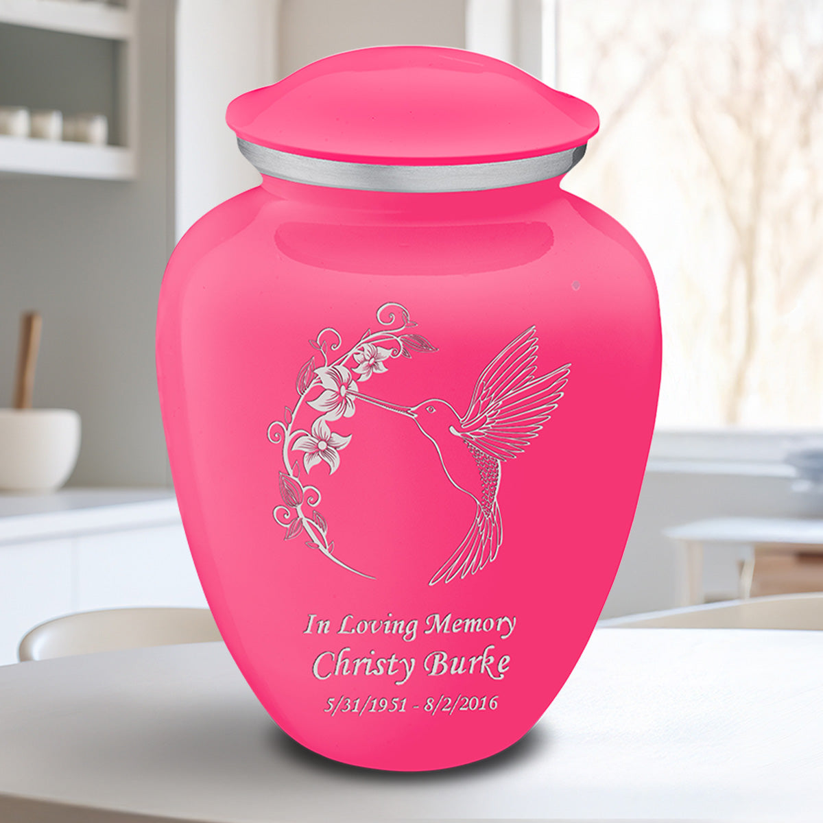 Adult Embrace Bright Pink Hummingbird Cremation Urn