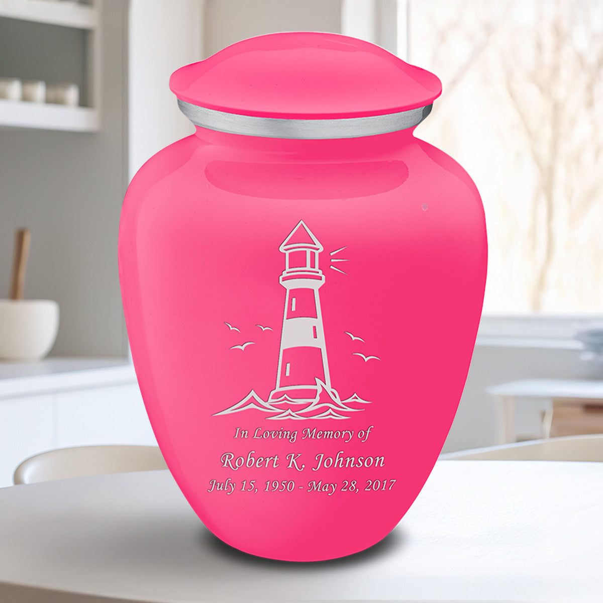 Adult Embrace Bright Pink Lighthouse Cremation Urn