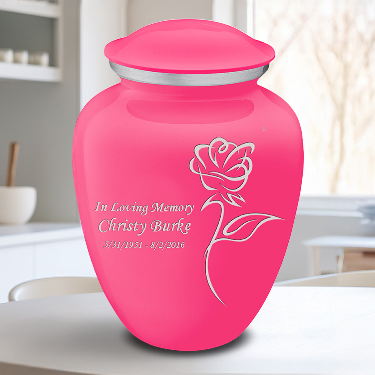 Adult Embrace Bright Pink Rose Cremation Urn