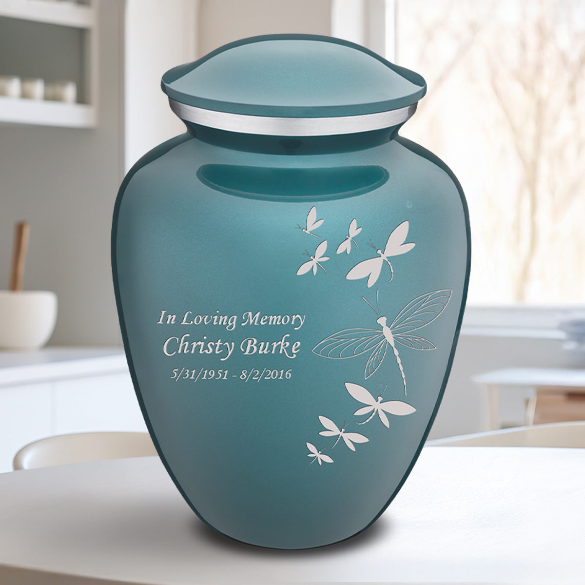 Adult Embrace Teal Dragonflies Cremation Urn
