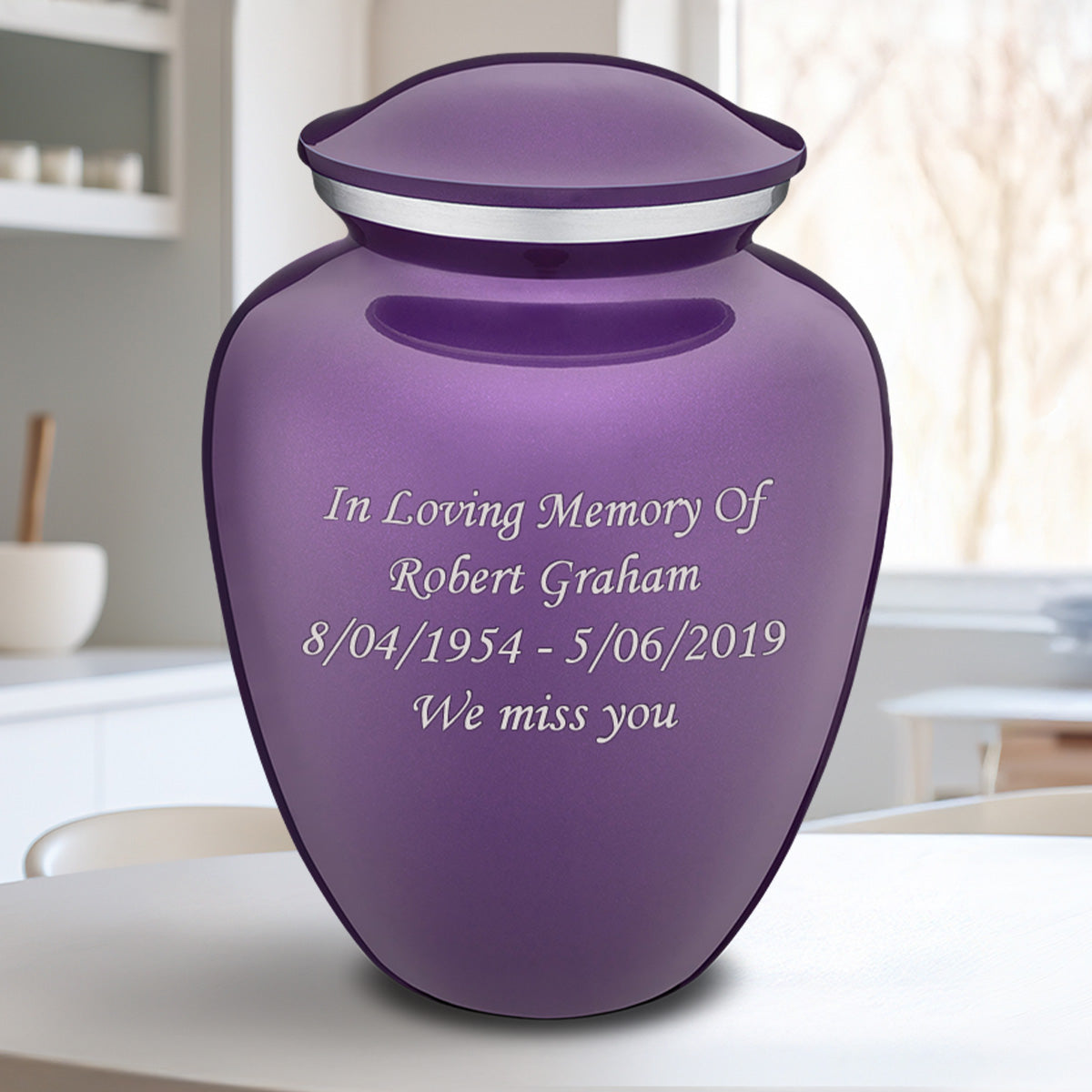 Adult Embrace Purple Custom Engraved Cremation Urn