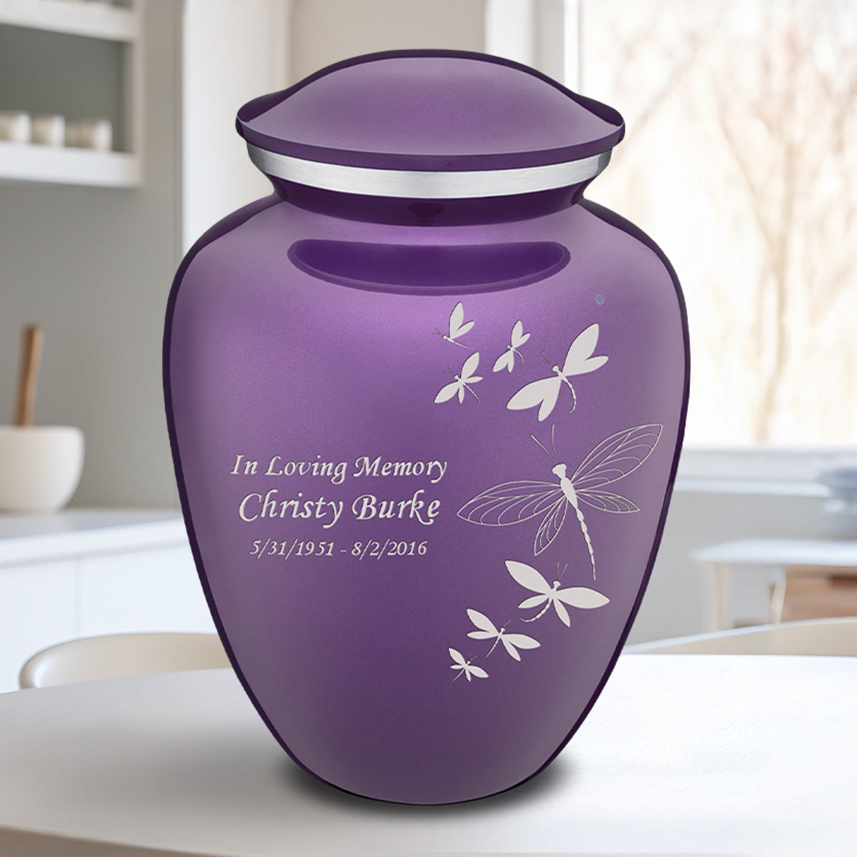 Adult Embrace Purple Dragonflies Cremation Urn