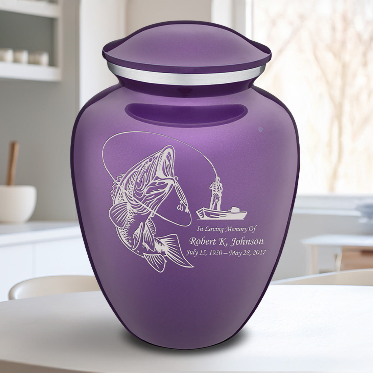 Adult Embrace Purple Fishing Cremation Urn
