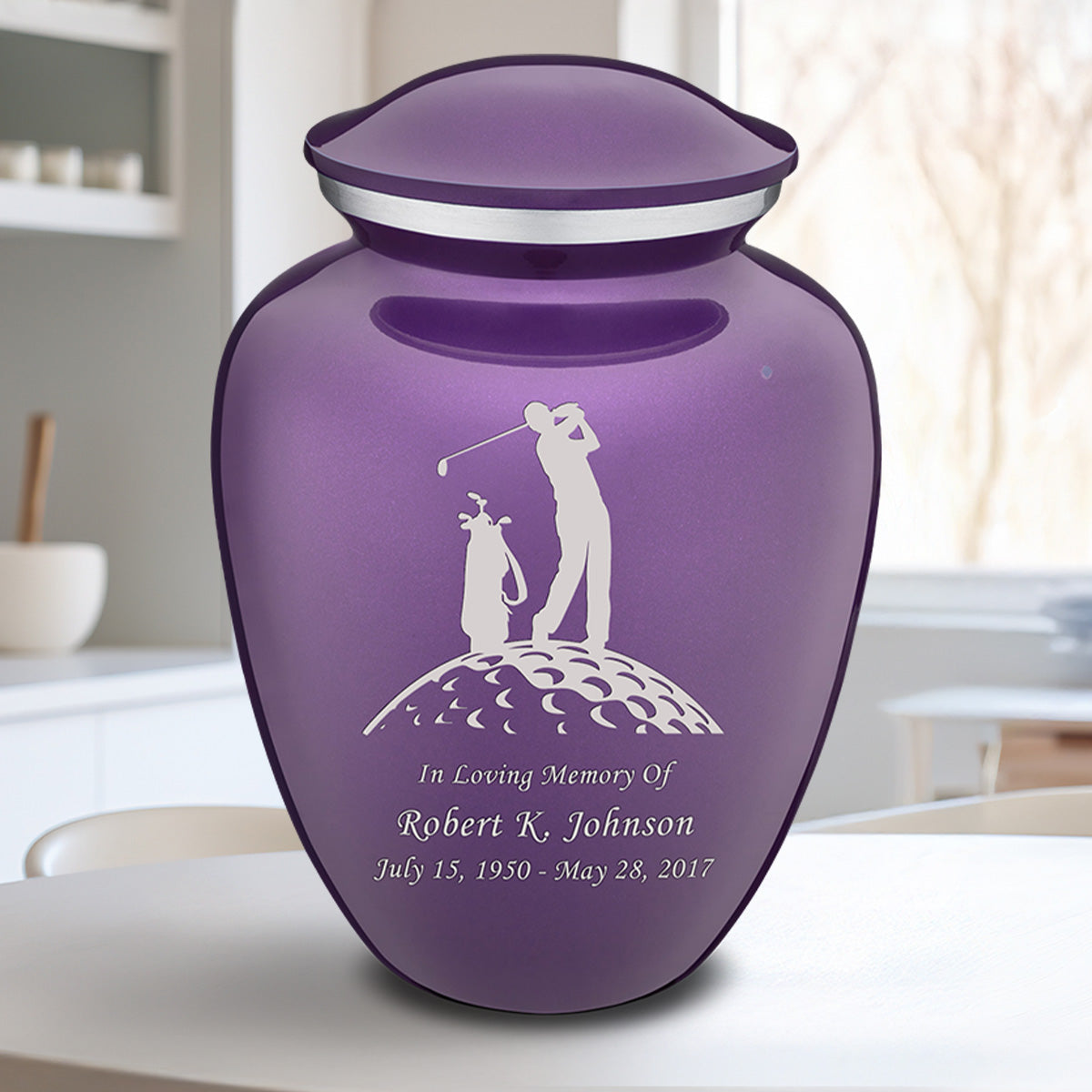 Adult Embrace Purple Golfer Cremation Urn