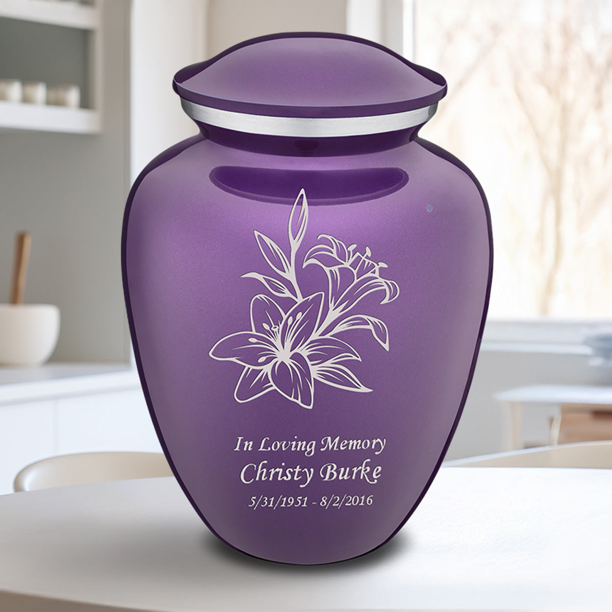 Adult Embrace Purple Lily Cremation Urn