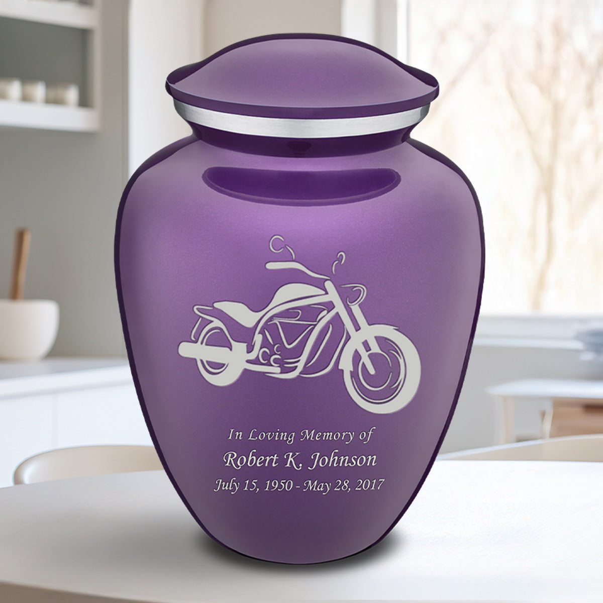 Adult Embrace Purple Motorcycle Cremation Urn