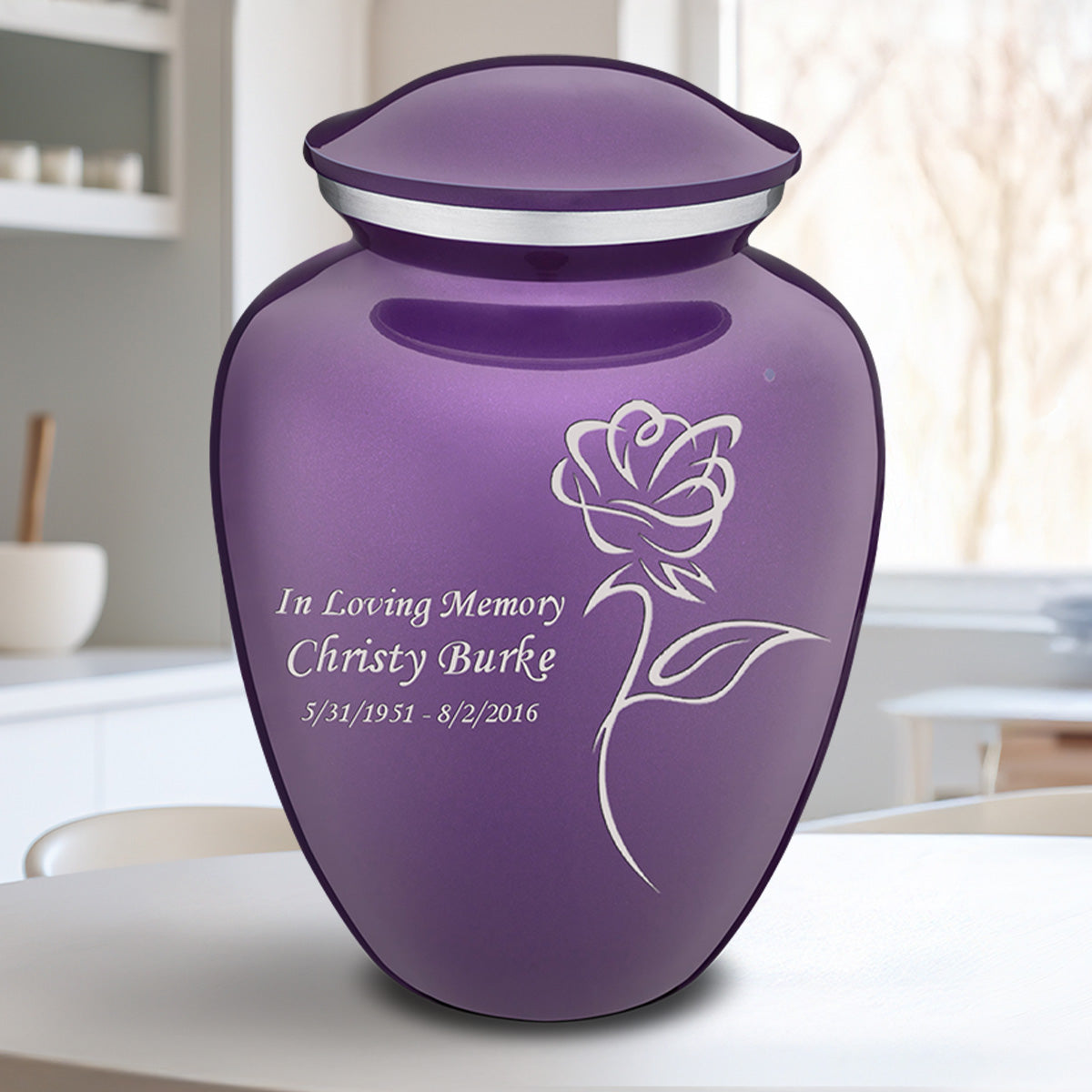 Adult Embrace Purple Rose Cremation Urn