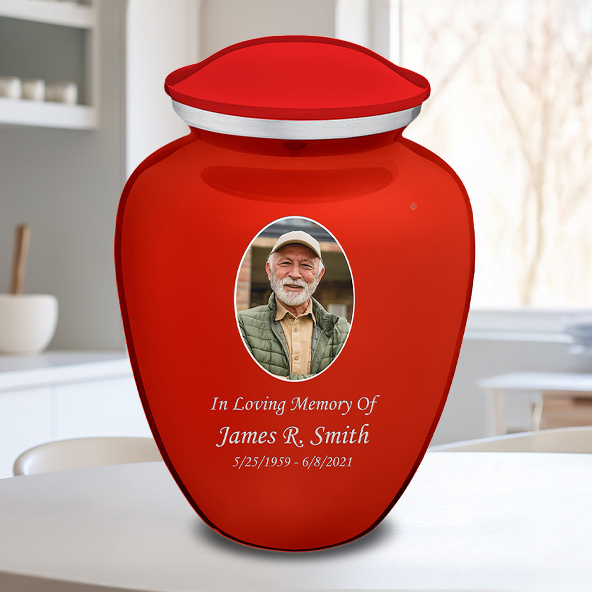 Adult Embrace Bright Red Portrait Cremation Urn