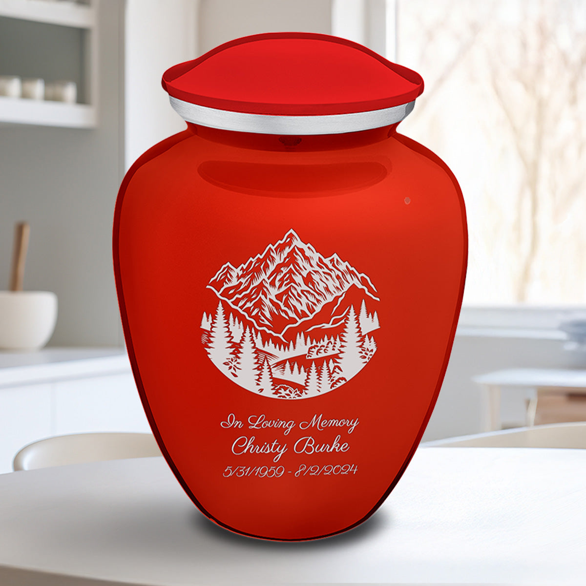 Adult Embrace Bright Red Rocky Mountains Cremation Urn