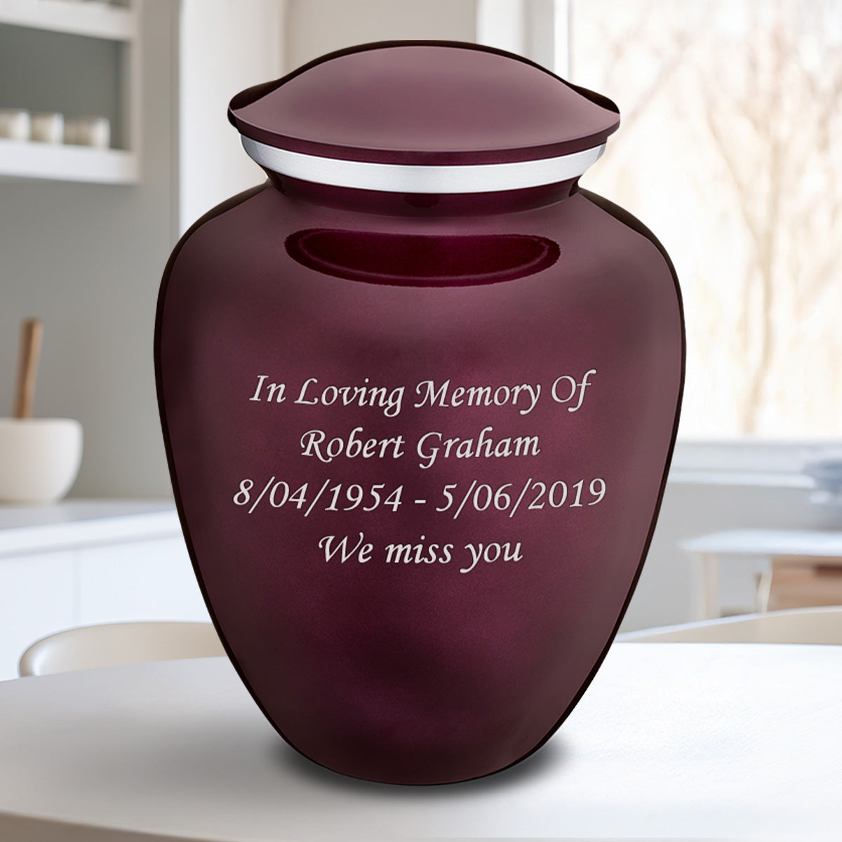Adult Embrace Cherry Purple Custom Engraved Cremation Urn
