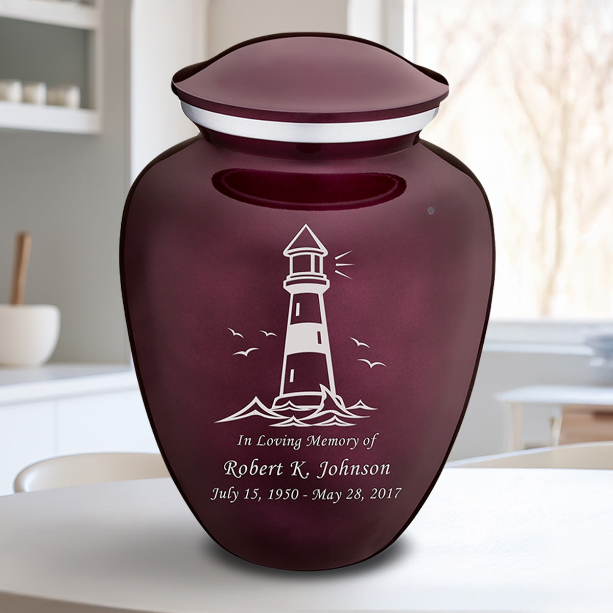 Adult Embrace Cherry Purple Lighthouse Cremation Urn