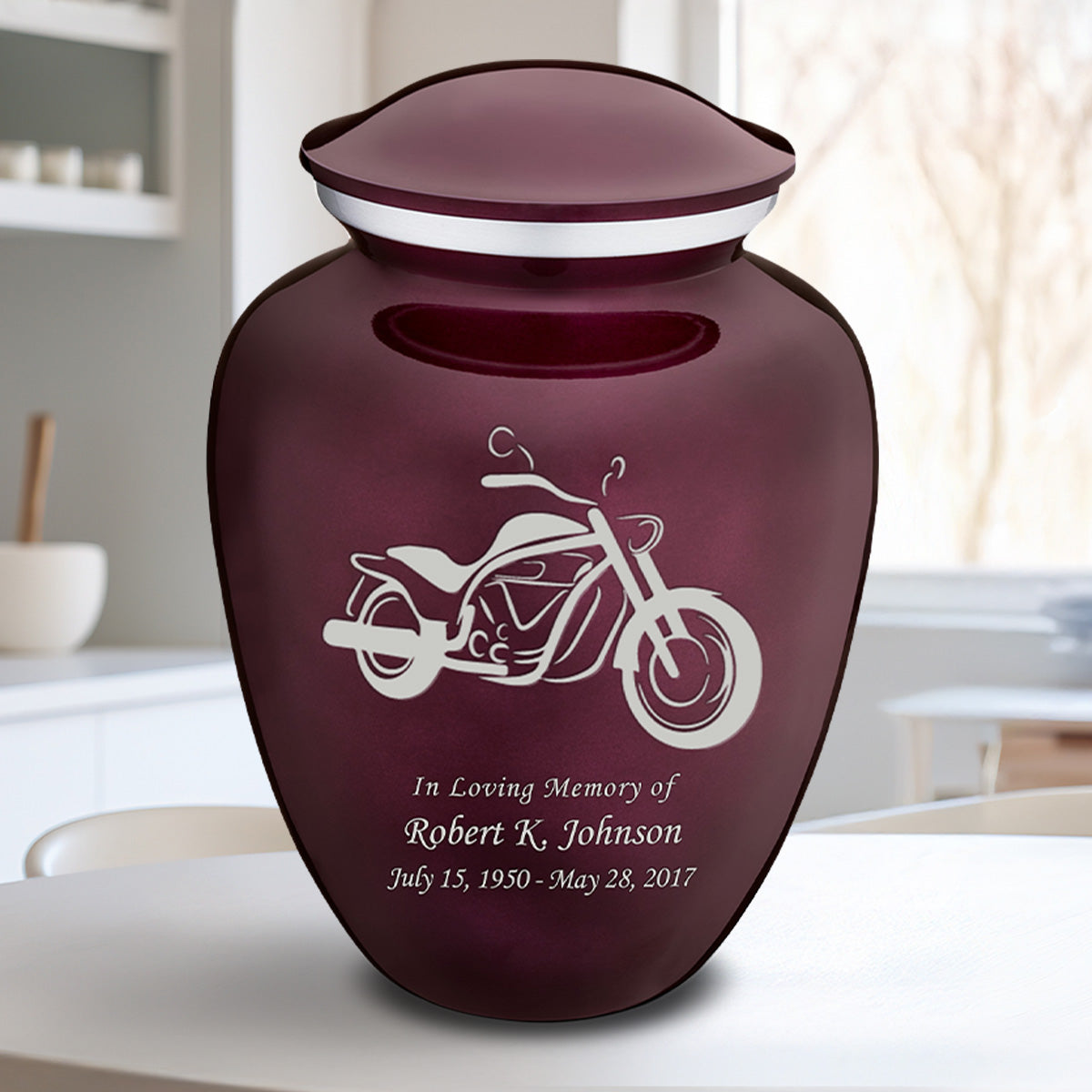 Adult Embrace Cherry Purple Motorcycle Cremation Urn