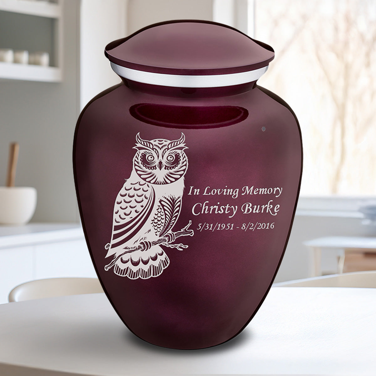 Adult Embrace Cherry Purple Owl Cremation Urn
