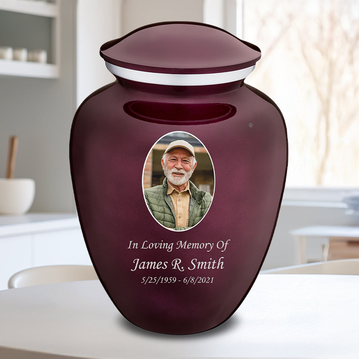 Adult Embrace Cherry Purple Portrait Cremation Urn