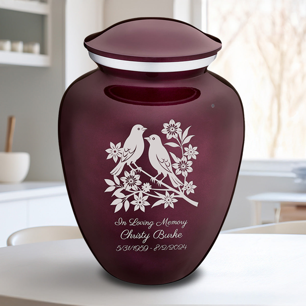 Adult Embrace Cherry Purple Songbirds Cremation Urn