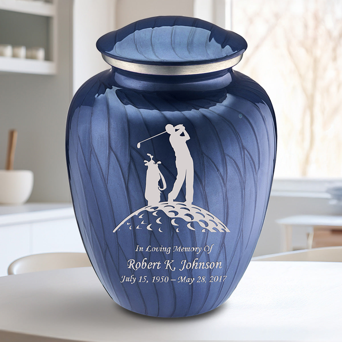 Adult Embrace Pearl Cobalt Blue Golf Cremation Urn