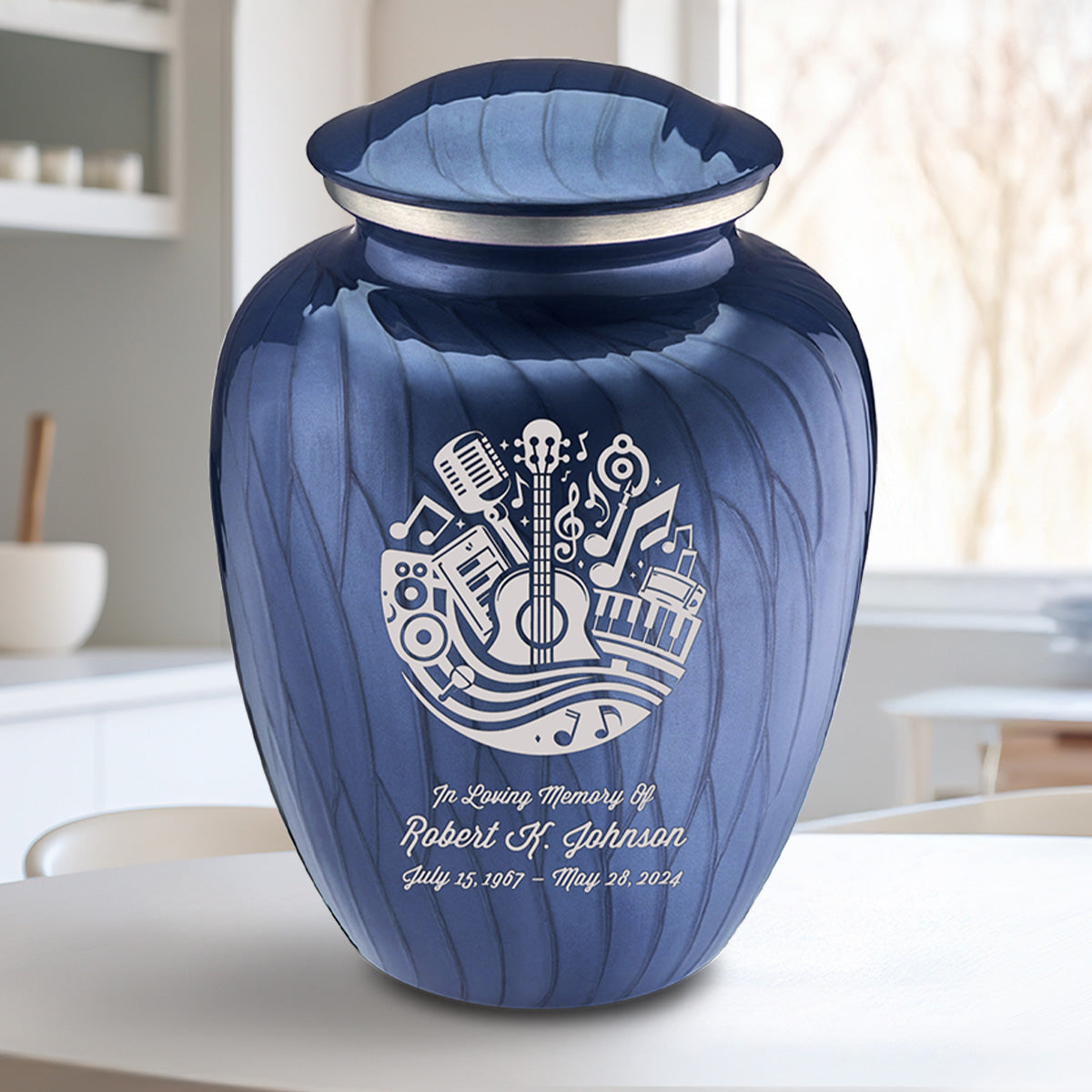 Adult Embrace Pearl Cobalt Blue Music Cremation Urn