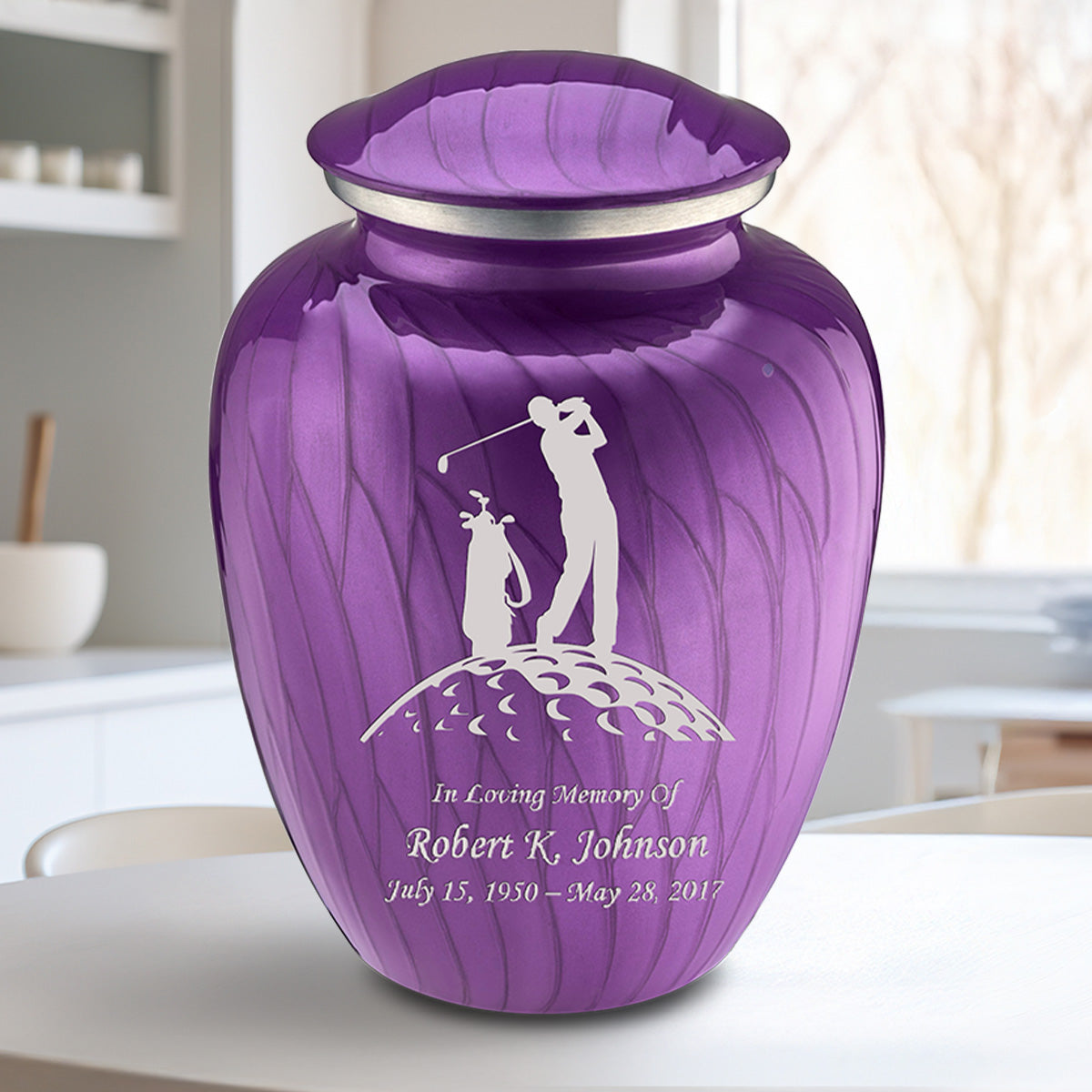 Adult Embrace Pearl Purple Golf Cremation Urn