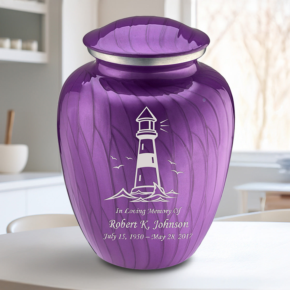 Adult Embrace Pearl Purple Lighthouse Cremation Urn