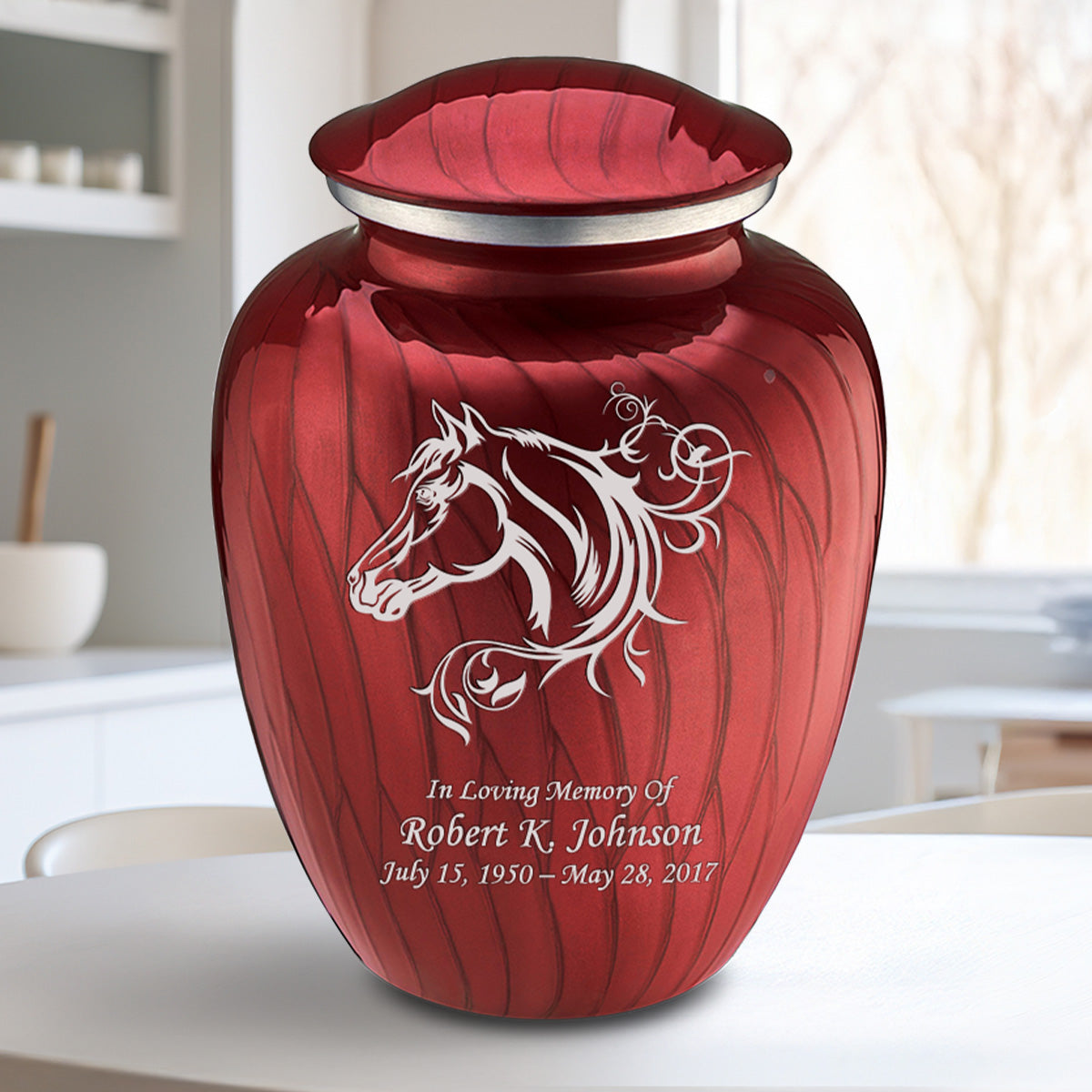 Adult Embrace Pearl Candy Red Horse Cremation Urn