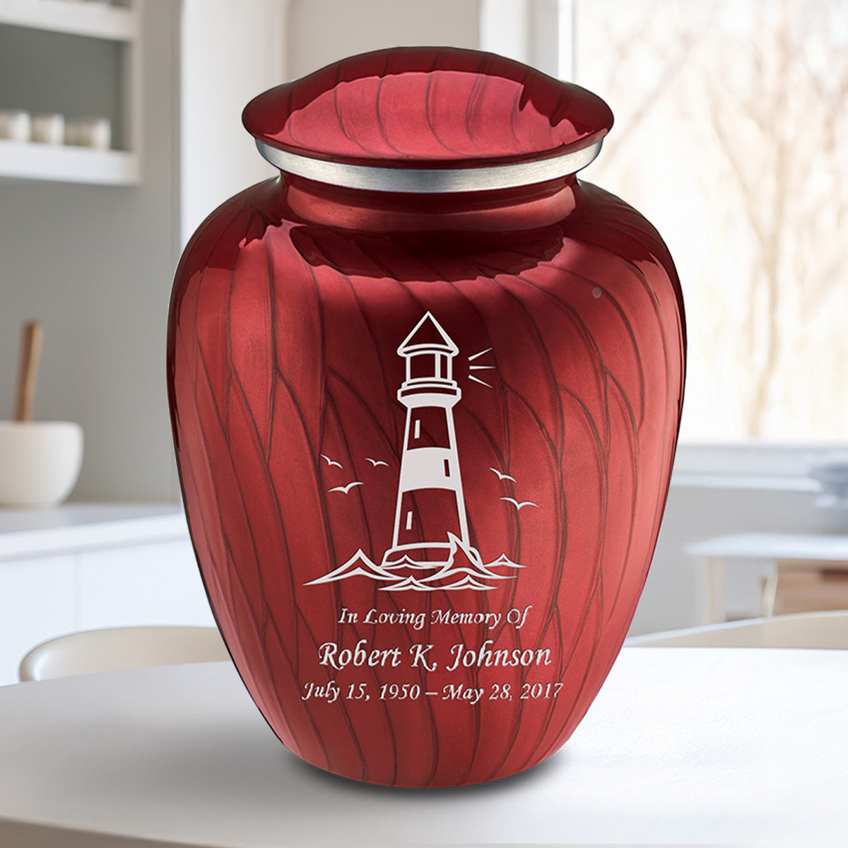 Adult Embrace Pearl Candy Red Lighthouse Cremation Urn