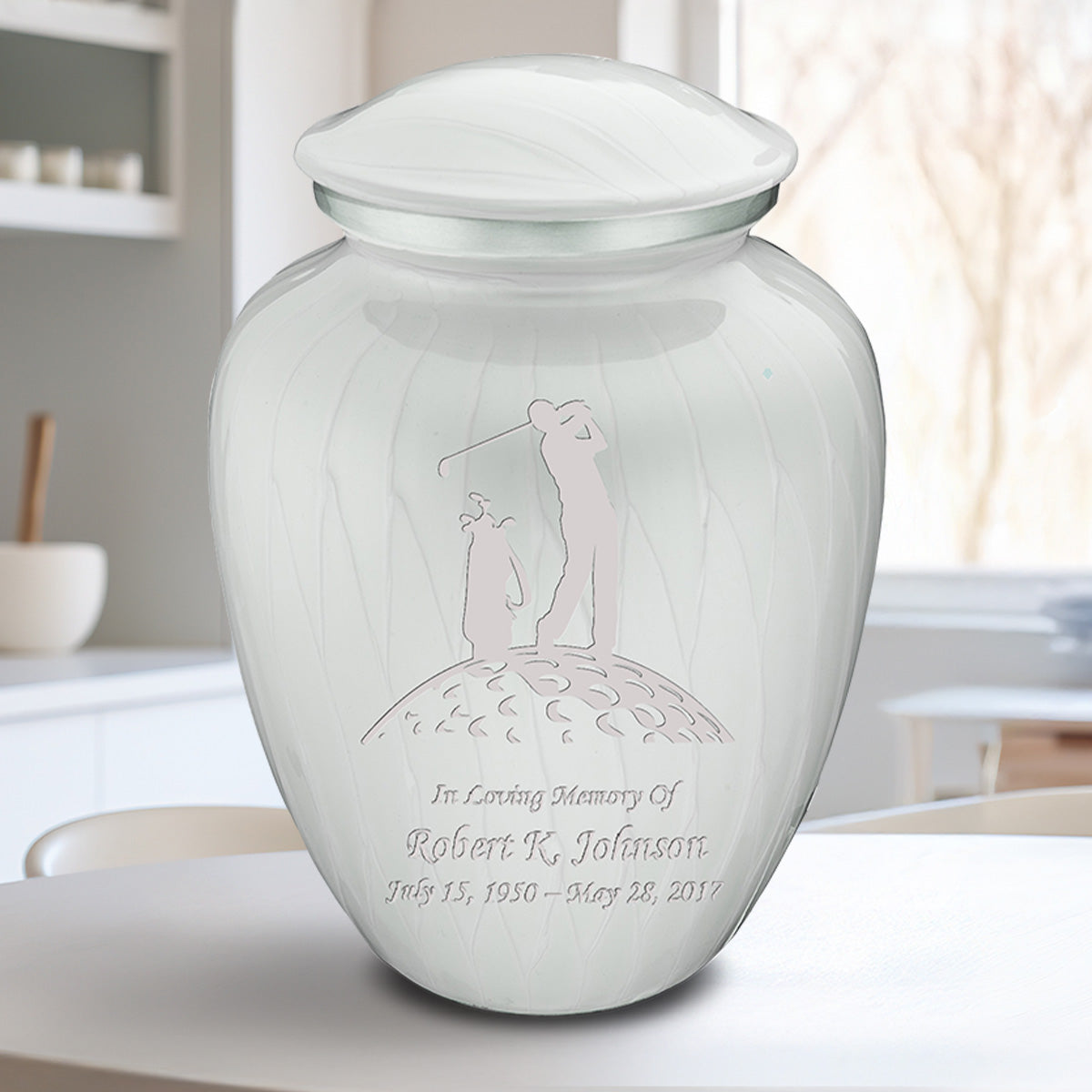 Adult Embrace Pearl White Golf Cremation Urn