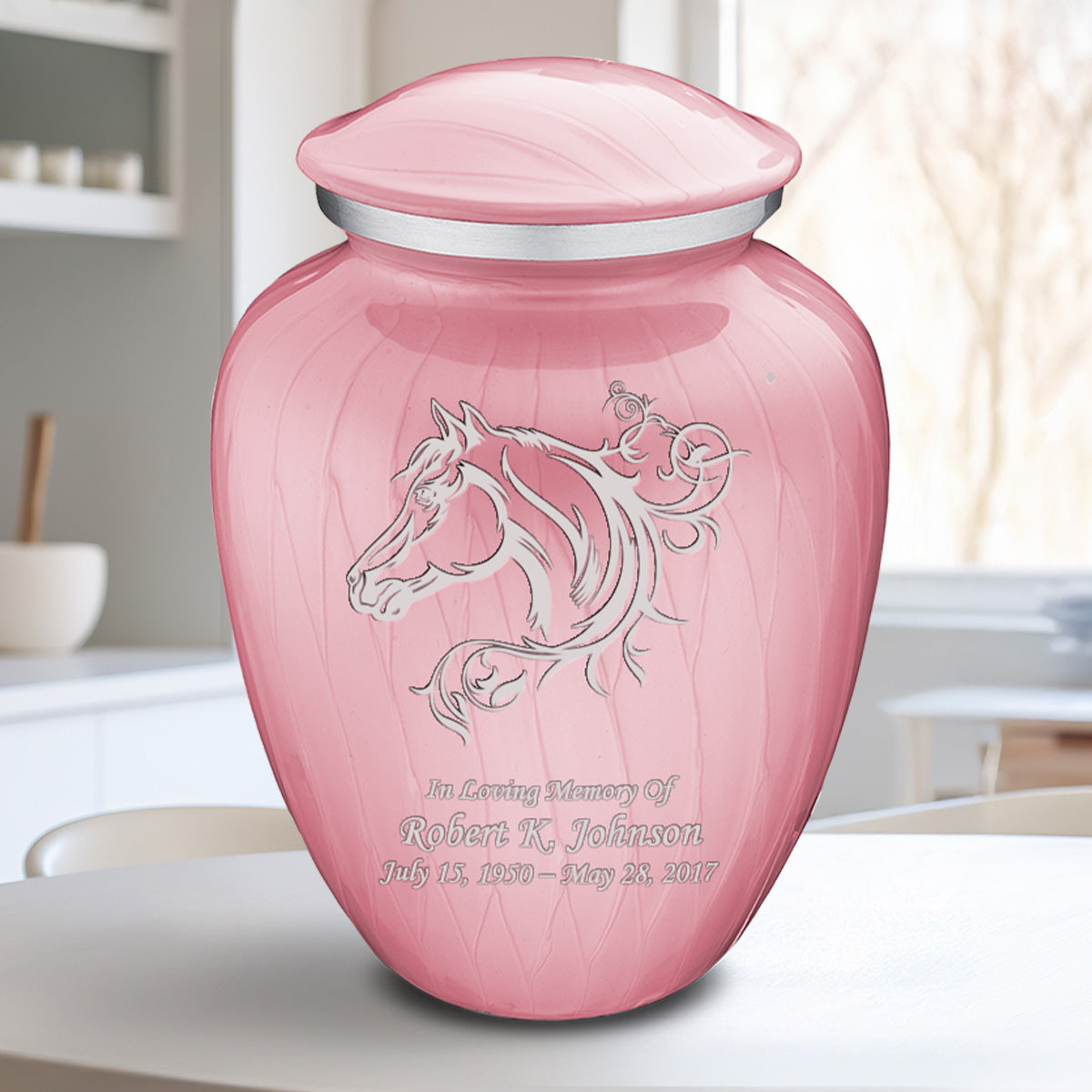 Adult Embrace Pearl Pink Horse Cremation Urn