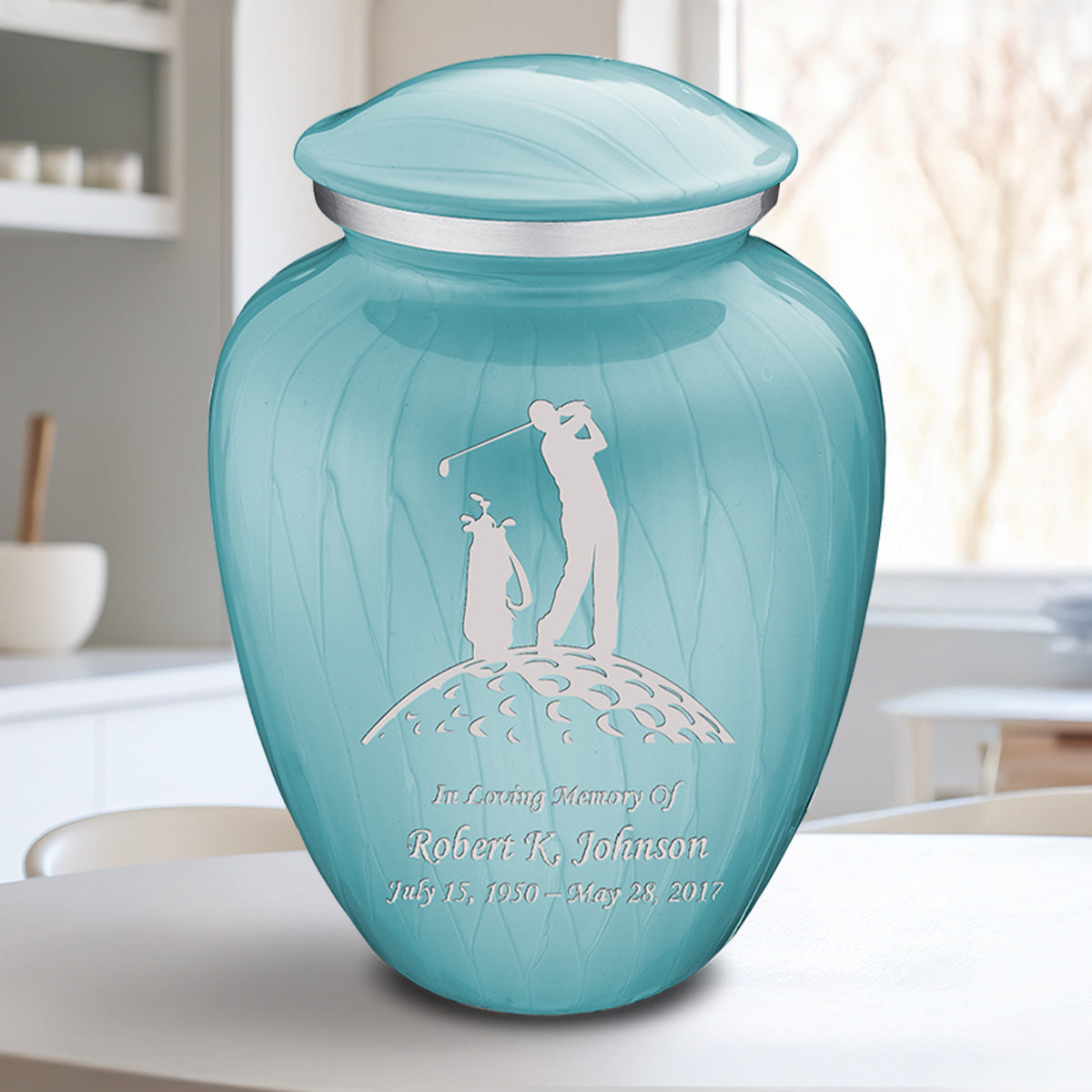 Adult Embrace Pearl Light Blue Golf Cremation Urn