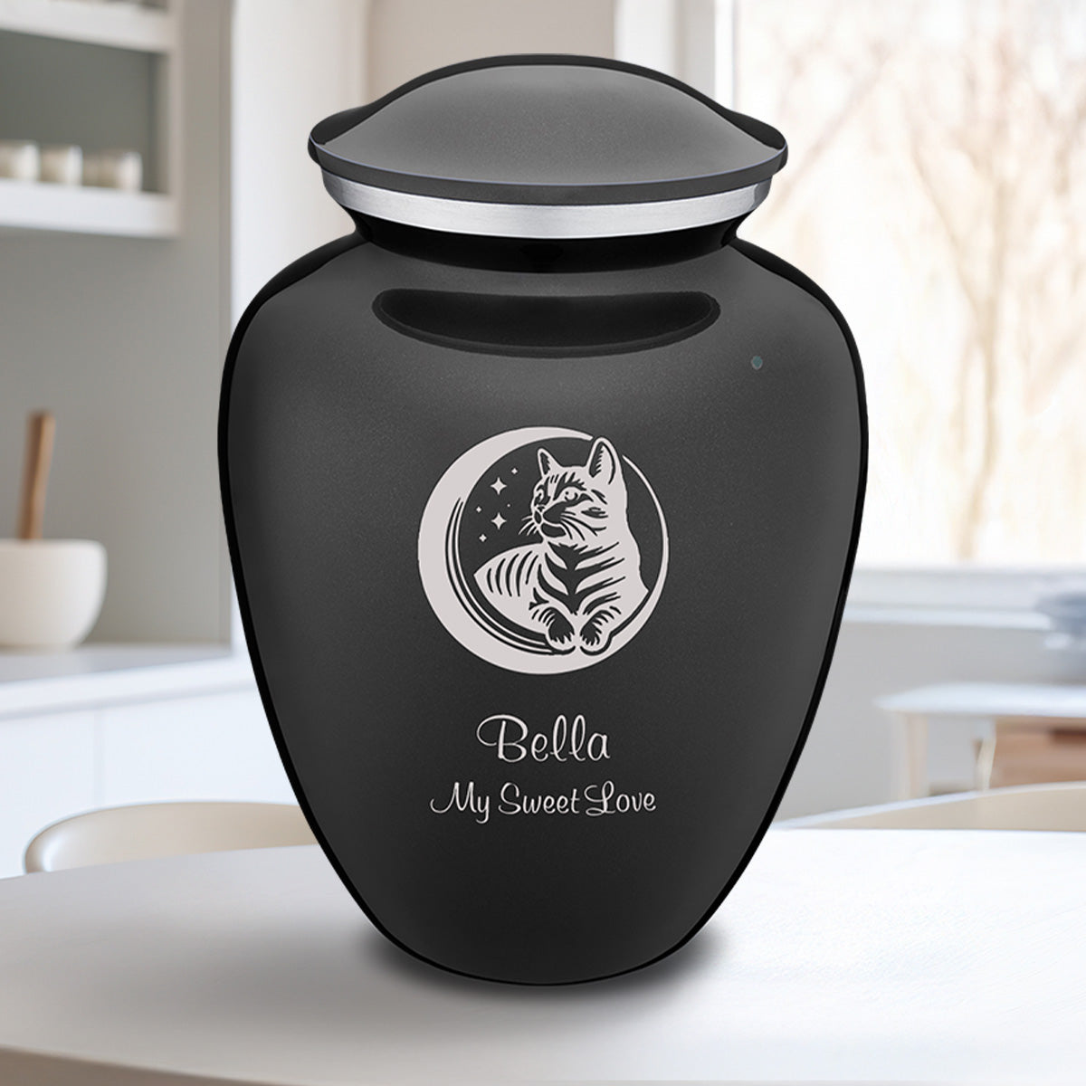 Large Embrace Charcoal Pet Cute Cat Cremation Urn