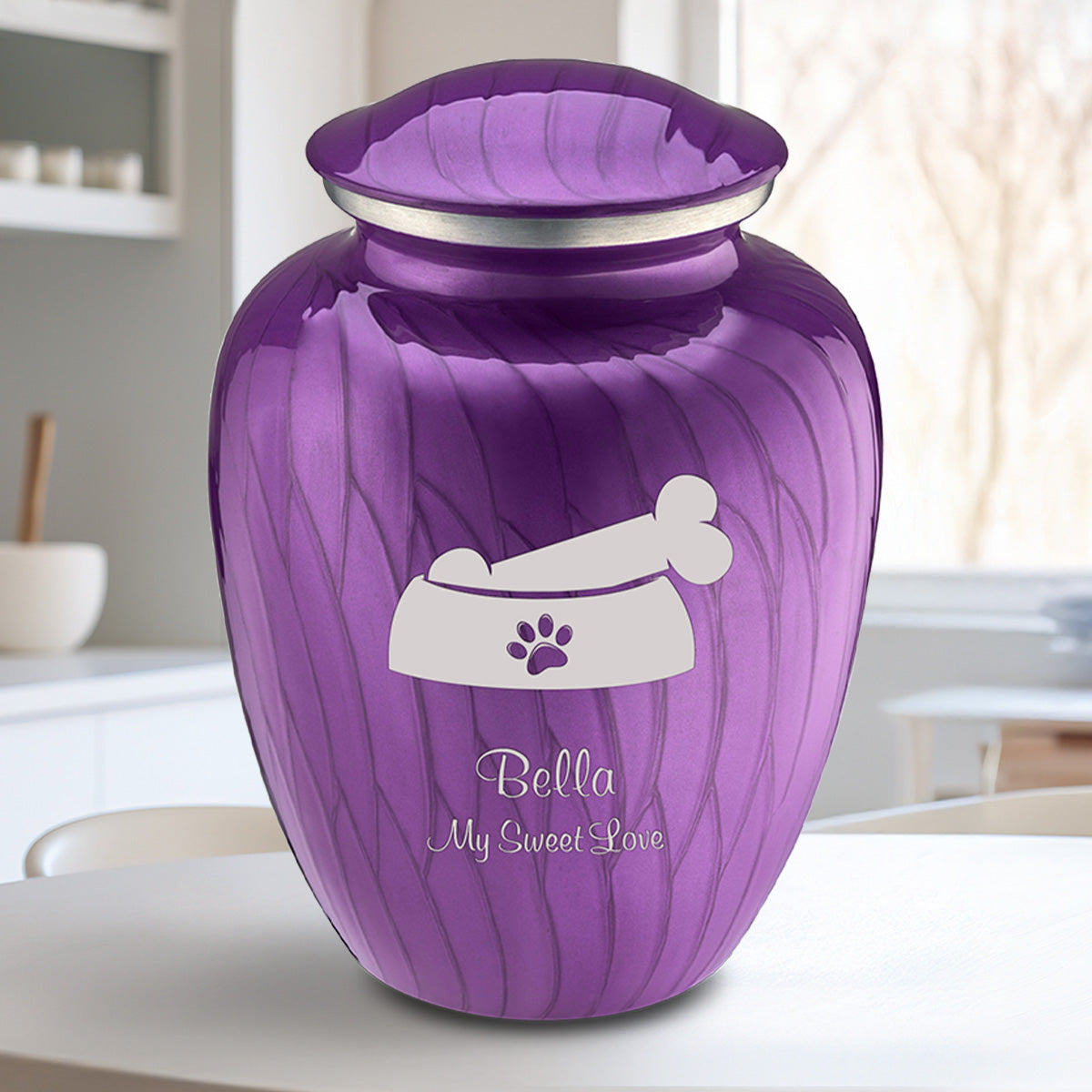 Large Embrace Pearl Purple Pet Dog Bone Cremation Urn