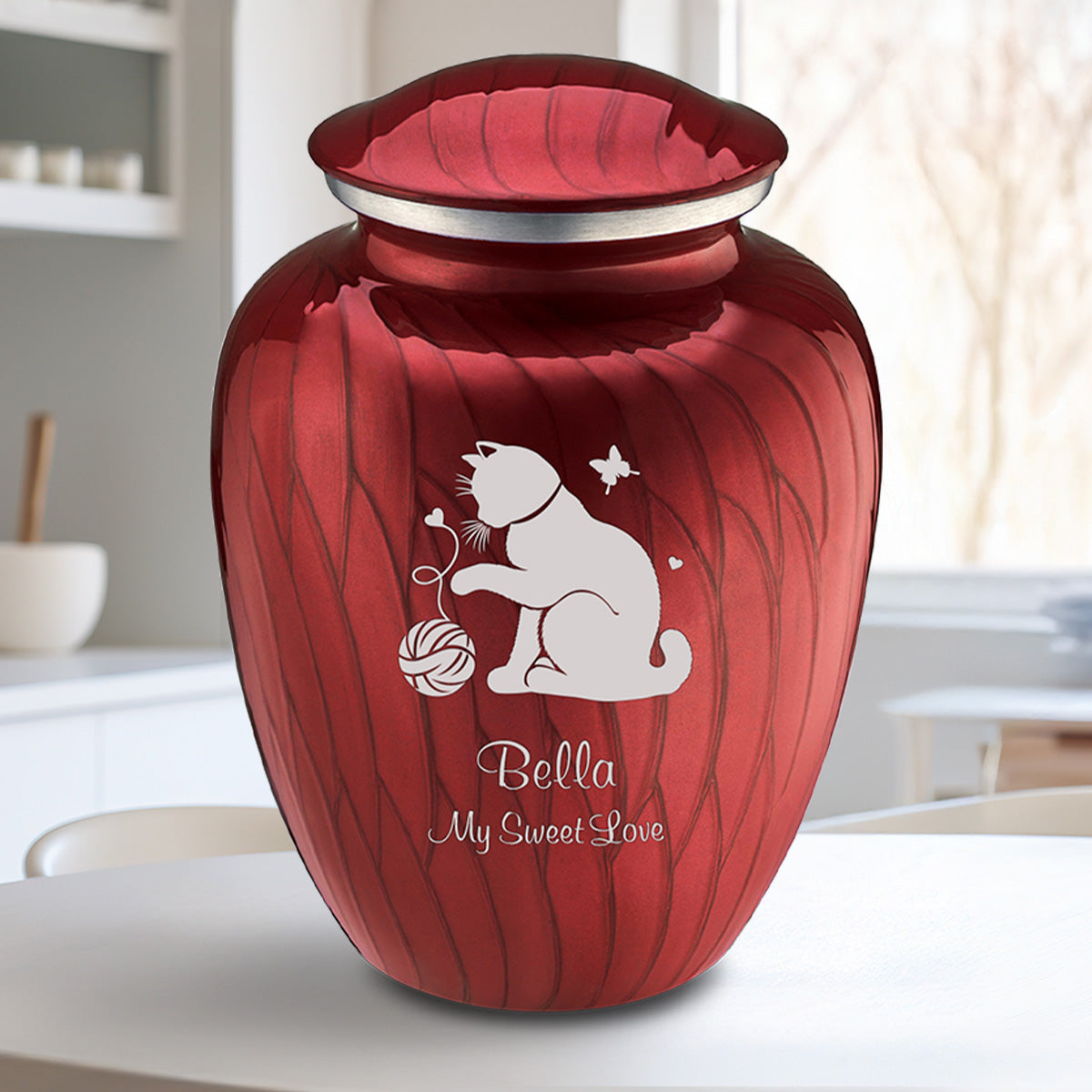 Large Embrace Pearl Candy Red Pet Fun Cat Cremation Urn
