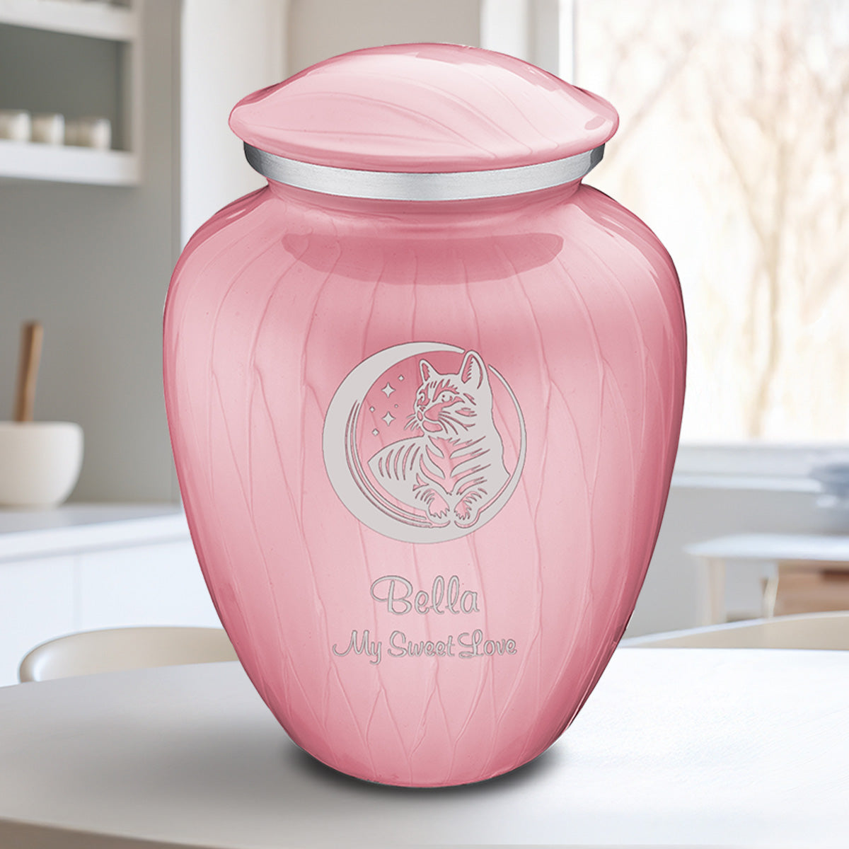 Large Embrace Pearl Light Pink  Pet Cute Cat Cremation Urn