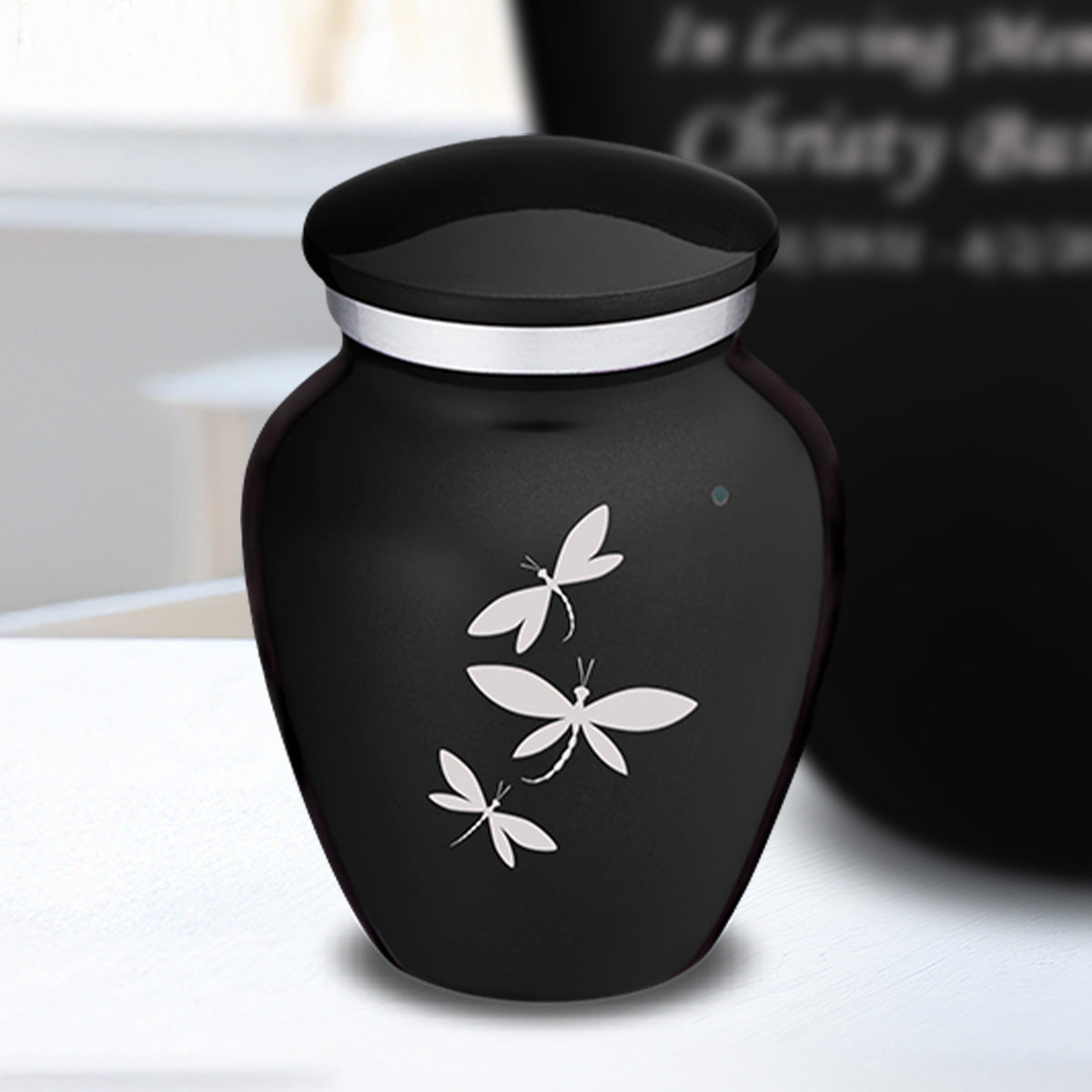 Keepsake Embrace Black Dragonflies Cremation Urn