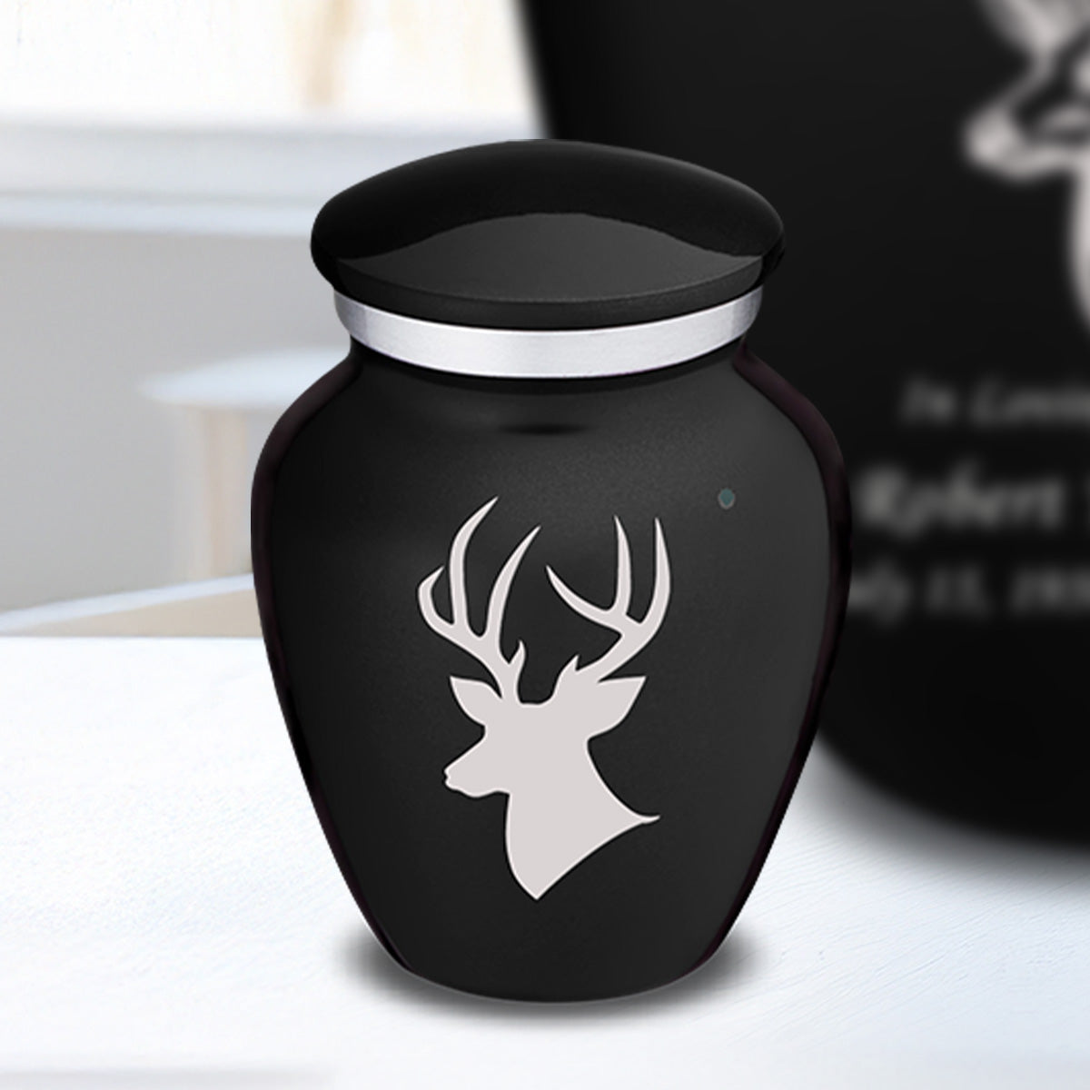 Keepsake Embrace Black Deer Cremation Urn