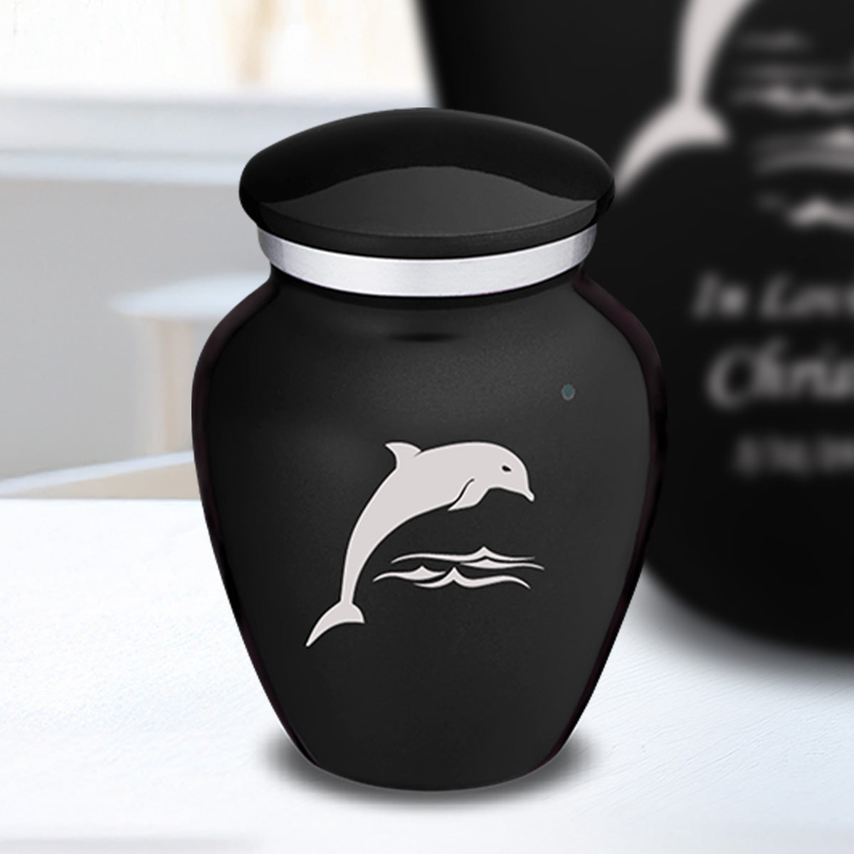 Keepsake Embrace Black Dolphin Cremation Urn