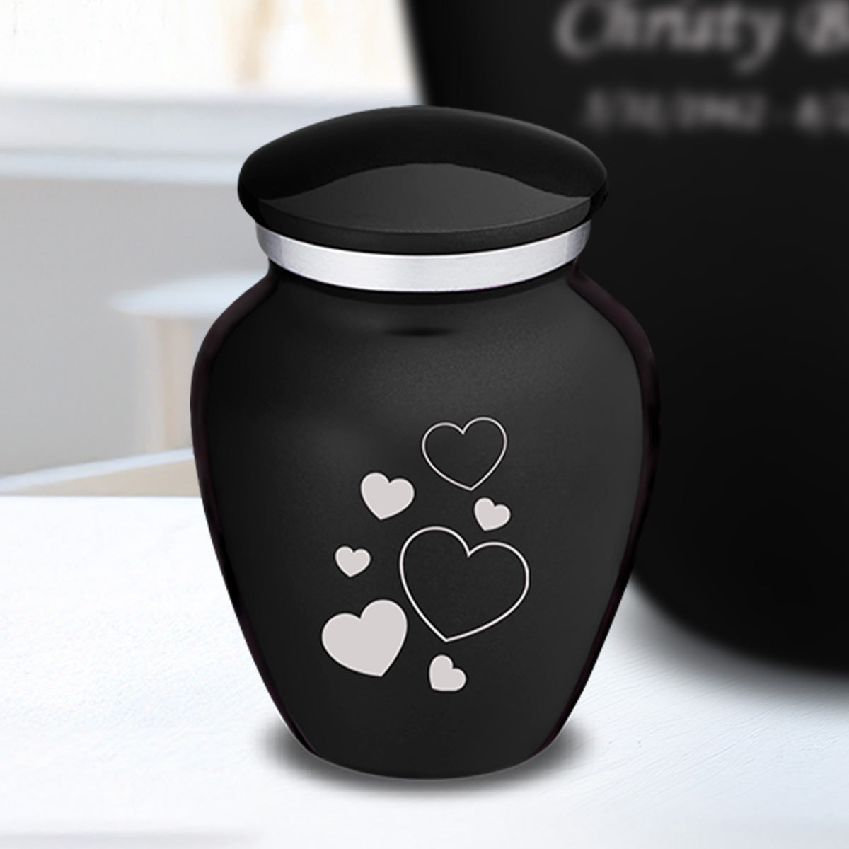 Keepsake Embrace Black Floating Heart Cremation Urn