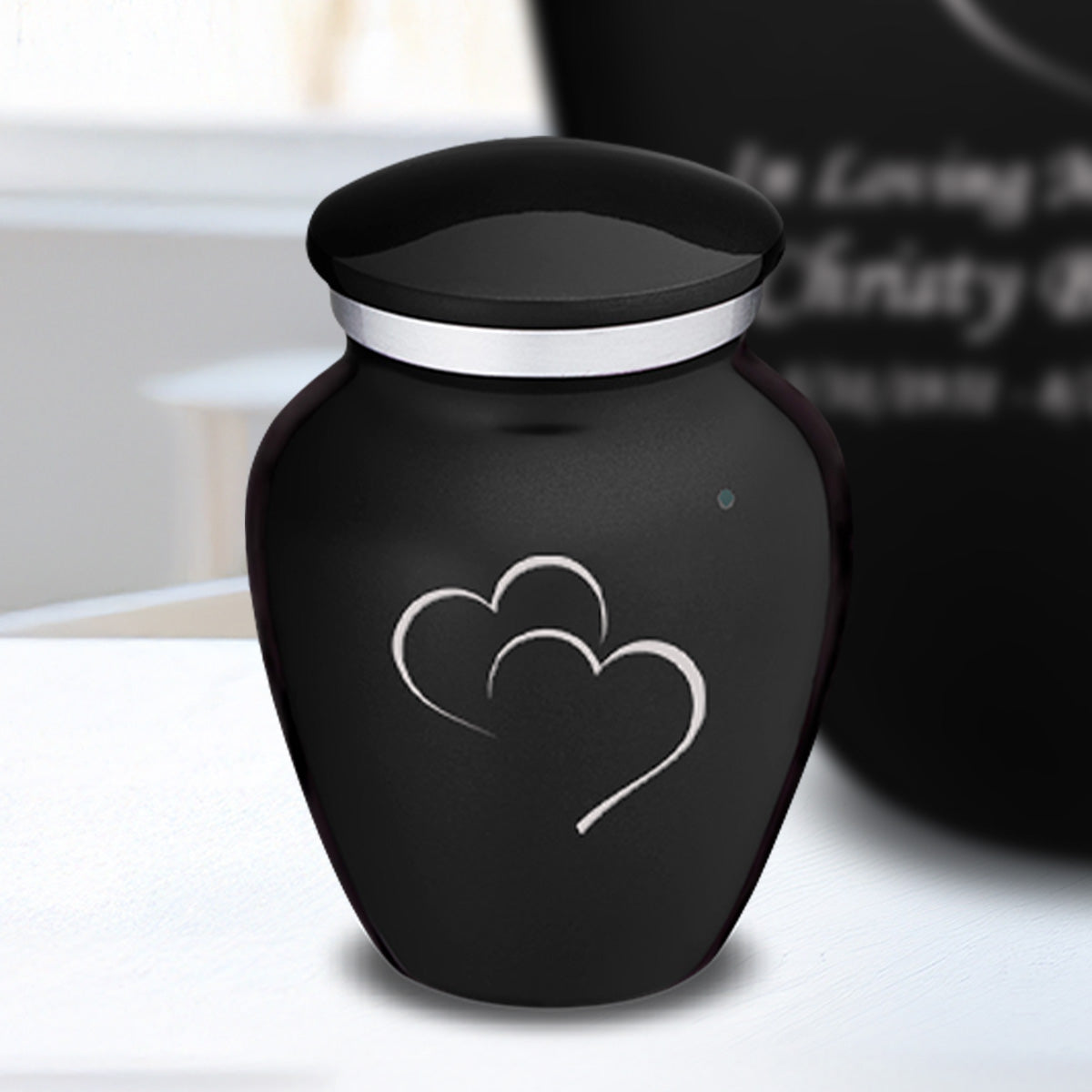 Keepsake Embrace Black Hearts Cremation Urn