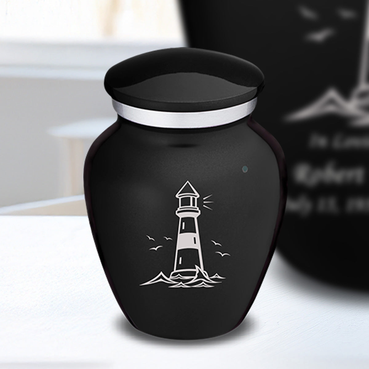 Keepsake Embrace Black Lighthouse Cremation Urn