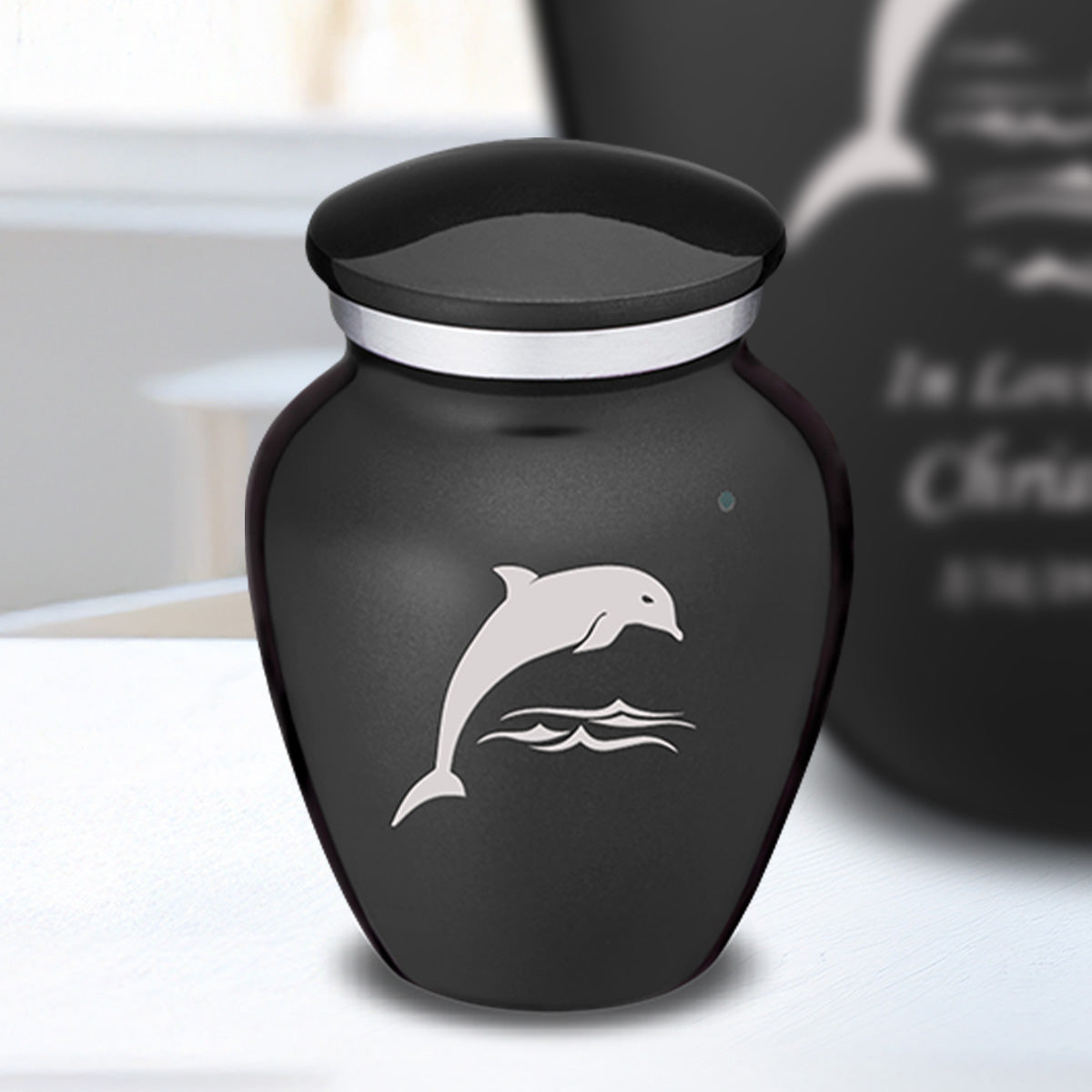 Keepsake Embrace Charcoal Dolphin Cremation Urn