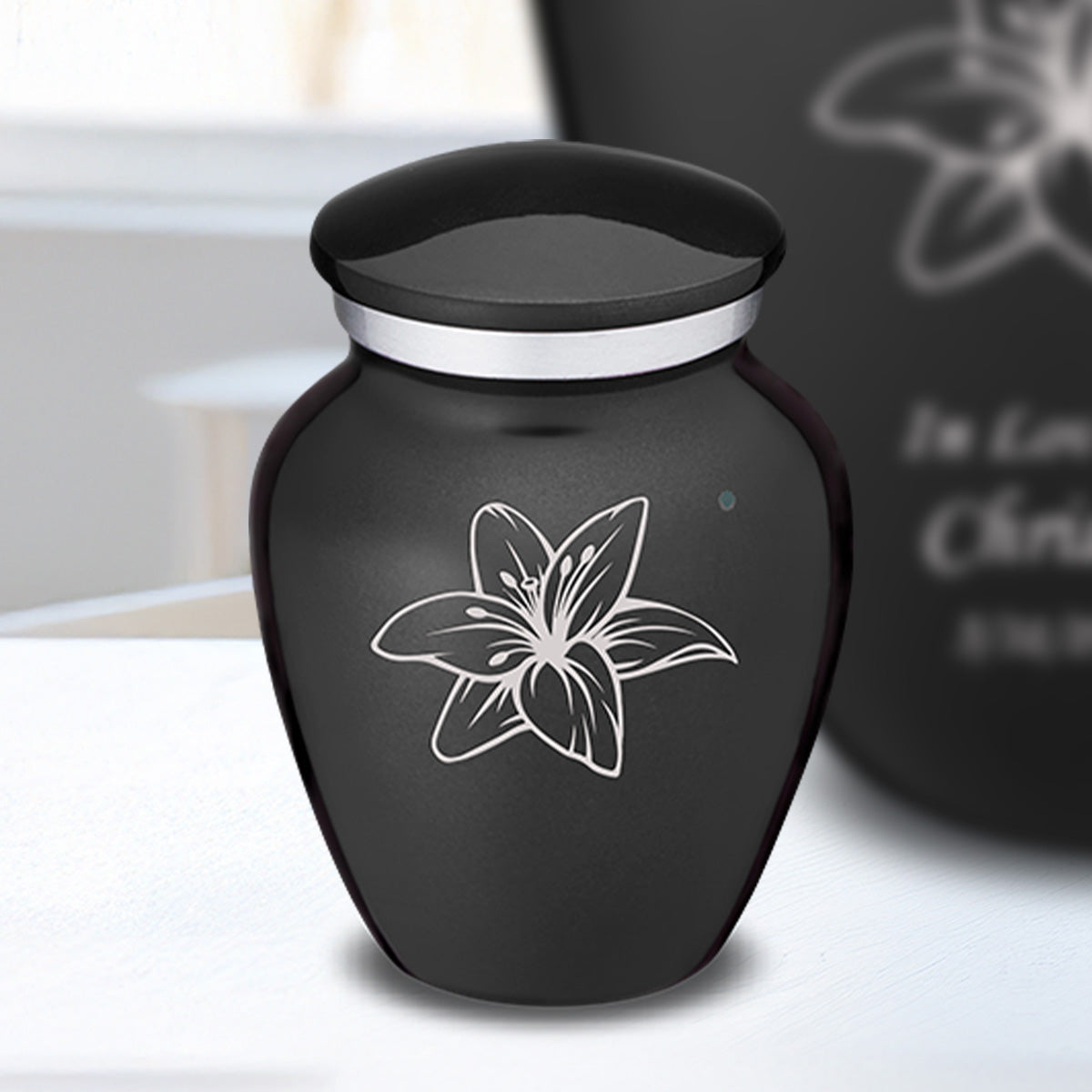Keepsake Embrace Charcoal Lily Cremation Urn