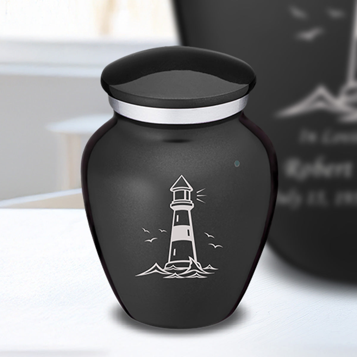 Keepsake Embrace Charcoal Lighthouse Cremation Urn