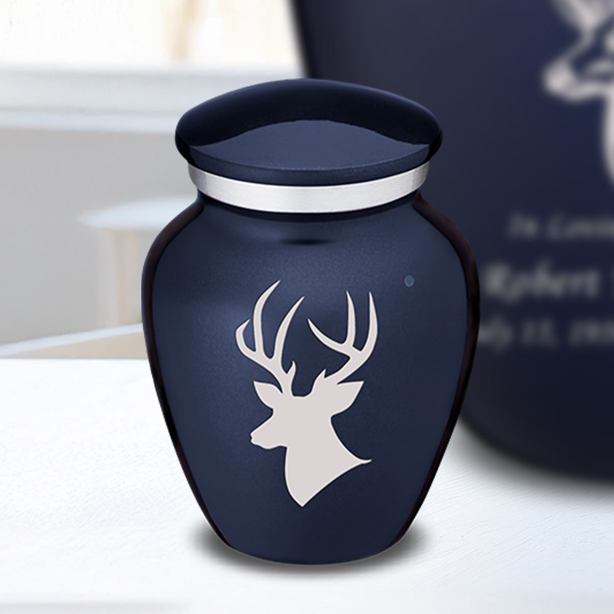 Keepsake Embrace Cobalt Blue Deer Cremation Urn